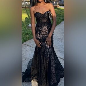 Macy's Black Lace Prom Dress LIKE NEW